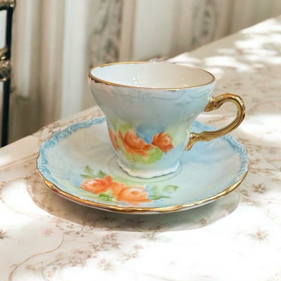 Vintage Japan Hand Painted Porcelain Teacup and Saucer - Picture 7 of 12